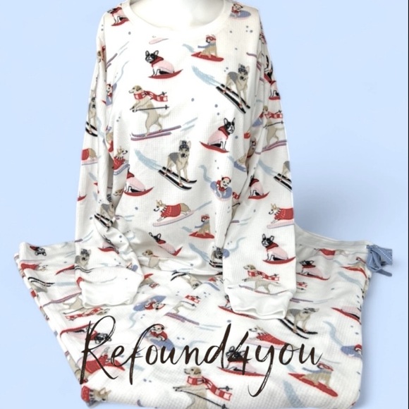 PJ Salvage  - ‘Skiing Dogs’ Soft. Woman’s Pajama set. SZ: M,XL. NWT. Firm! - Picture 1 of 10